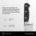 DURA LIVING 7-Inch Santoku Knife - Razor-Sharp High-Carbon Stainless Steel Blade, Forged Ergonomic Riveted Handle, Chef Knife for Chopping, Slicing & Dicing, Multipurpose Kitchen Knife, Home Chef
