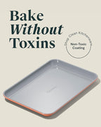Caraway Nonstick Ceramic Small Baking Sheet Duo (9x13”) – Non-Toxic, PTFE & PFOA Free – Oven Safe – Aluminized Steel Core – Mini Sheet Pan for Baking, Roasting & More - Perracotta