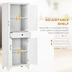 HOMCOM 67" Tall Freestanding Kitchen Pantry Cabinet, 4-Door Storage Cabinet with Drawer and Adjustable Shelves for Dining Room, White