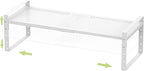 Expandable Stackable Aadjustable Shoe Rack Pantry Shelf for Kitchen Cabinets Counter Shelves Countertop Cupboard Storage Solution,Sturdy Heavy-Duty Metal Construction(1Pack/White/Medium)