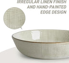 famiware Moonlight 8.5 Inch Pasta Bowls Set of 4, 32oz Serving Bowls for Kitchen, Soup Bowl with Linen Finish, Large Stoneware Bowls for Festivals, Housewarming, Dinnerware, Summer Sand
