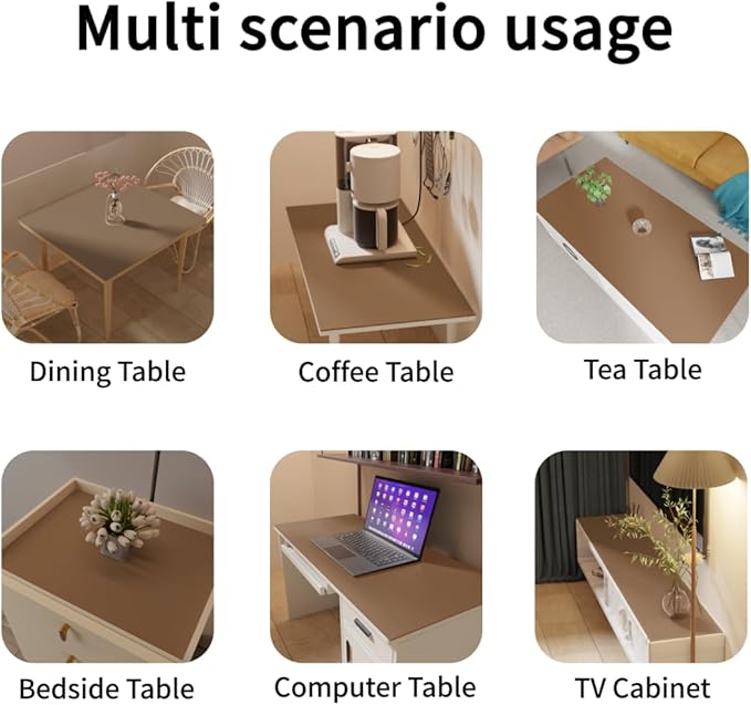Leather Dresser Cover,1.8mm Thick,14x84 Inch,Dresser Protector Top,Dresser Top Protector,Dresser Cover Top,Dresser Top Cover,Dresser Cover Top for Bedroom.(Mud Color+Champagne Gold,14x84)