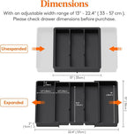 Lifewit Cooking Utensil Drawer Organizer, Expandable from 13 to 22.4 inches, Adjustable Cutlery Silverware Tray, Plastic Flatware Spatula Holder, Kitchen Tools Gadgets Storage Divider, Black
