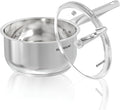 SUNHOUSE – 3 Quarts Stainless Steel Sauce Pan with Lid - PFOA-FREE, High Stainless Steel Sauce Pan, Advanced Impact Bonding Induction Base, Stay-Cool Handle, Compatible with All Cooktops