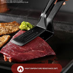 Mu&Ti Silicone Kitchen Tongs Spatula Tongs for Cooking 11 Inch Barbecue Clamp Spatula for Gripper Bread Clip Fried Steak Clamp Flipping Fish Beefsteak(Black)