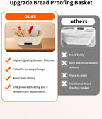 4L Heating Bread Proofing Basket Set Foldable Thermostatic Silicone Bowl with 77-122℉ 6 Gears Temperature & 6H Timer, for Artisan Baking Sourdough Starter Bread Making Supplies Tools Kit