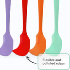 Elihome Chef Series 3 Piece Silicone Spatula Set - 600°F Heat Resistant Non Stick Rubber Kitchen Scraper Spatulas for Cooking, Baking, and Mixing – BPA Free and LFGB Certified Silicone (Red)