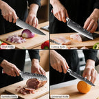 10-Piece Premium Japanese Kitchen Knife Set - Imperial Collection, Laser Damascus Pattern, 440A Stainless Steel Ultra Sharp for Fast Cutting (Black)