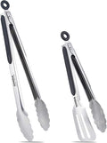 Kitchen Tongs, Joinkitch Stainless Steel Cooking Tongs Set 2 pack (12-inch.9-inch) With Heat Resistant Handle For Kitchen Outdoor Barbeque Salad Fish Thick Steak