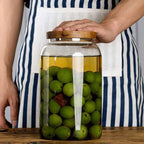 Large Glass Jars with Airtight Wooden Lid, Food Storage Glass Canister, Clear Cereal Storage Container for Flour, Sugar, Coffee Beans, Snack (1 Gallon (4000ml))