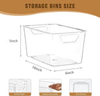12 Pack Middle Organizers and Storage, Pantry Organization and Storage Bins, Cabinet Organizer, Clear Plastic Storage Containers with Handle，Acrylic Storage Bins for Cabinet, Fridge