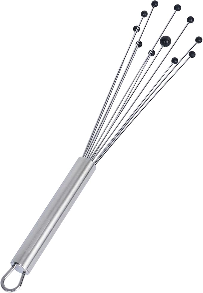 Restaurantware-German Standard 10.6 Inch Ball Whisks, 6 Kitchen Whisks With Silicone Balls - Ergonomic Handle, Dishwashable, Stainless Steel Manual Egg Beater, Durable, For Whisking, Stirring, Mixing