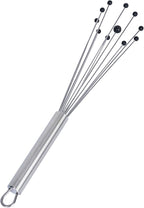 Restaurantware-German Standard 10.6 Inch Ball Whisks, 6 Kitchen Whisks With Silicone Balls - Ergonomic Handle, Dishwashable, Stainless Steel Manual Egg Beater, Durable, For Whisking, Stirring, Mixing