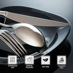 SANTUO Stainless Steel 12PCS Dinner Set combo with 4 Dinner Knives, 4 Dinner Forks, 4 Dinner Spoons，Silverware Set for Home, Kitchen and Restaurant, Mirror Polished& Dishwasher Safe