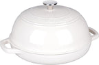Enameled Cast Iron Dutch Oven Pot with Lid, Bread Oven for Sourdough Bread Baking, Dutch Ovens with Bread Proofing Basket& Baking Supplies Set, 6 Quart, White