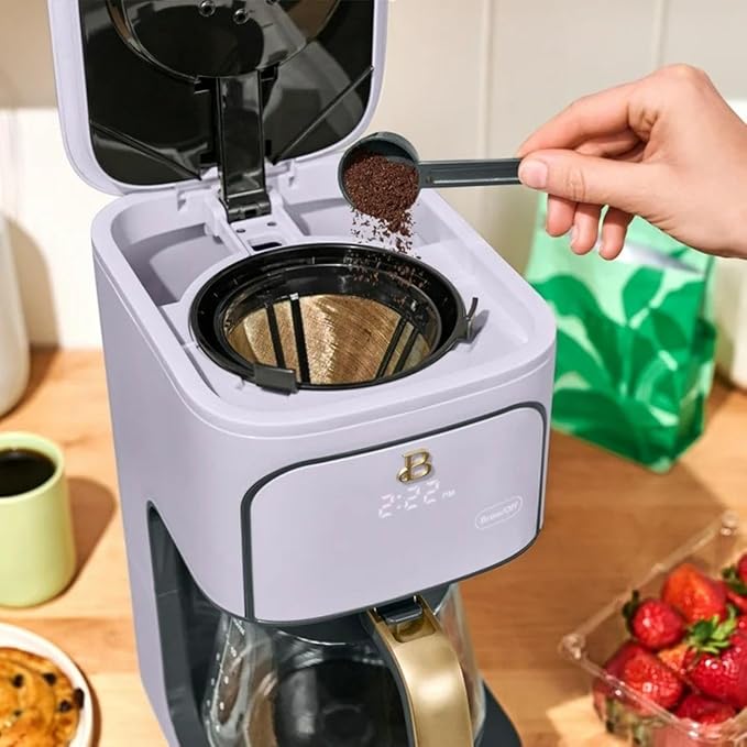 Beautiful 12-Cup Programmable Coffee Maker – Auto Brew, Digital Timer, Glass Carafe (Lavender)