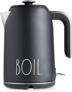 Rae Dunn Electric Hot Water Kettle - Stainless Steel Coffee Maker, Tea Kettle, Swivel Base, With Automatic Shut Off Boil-Dry Protection, Easy Pour Pitcher, 1500 Watt Boiling Power, 1.7 Liters, Black