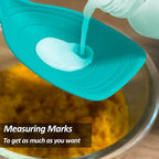 2 Pack Large Silicone Cooking Spoons set, Non-Stick Slotted/Solid Spoon set with Deep Bolw& Measurement Mark for Mixing, Serving, Draining, Scooping, Scraping, Heat Resistant Kitchen Utensils,Teal