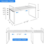 Expandable Cabinet Shelf Organizer, Stackable Kitchen Pantry Counter Storage, Adjustable Closet Cupboard Stand Rack Risers Spice Organization 80LBS Heavy Duty White 2 Pack