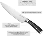 KEEMAKE Knife Block Set - 7Pcs Kitchen Knives with Magnetic Knife Block Holder, High Carbon Stainless Steel Chef Knife Set with Block, Ultra Sharp Knives Set for Kitchen With Ergonomic Handle