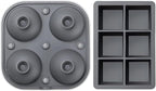 Samuelworld Silicone Premium Ice Trays, 2 Inches Extra Large Cubes & 2.5 Inches Sphere Ice Molds - BPA Free, Craft Ice Maker for Gifting, Easy Release - Grey(With Ice Bag)