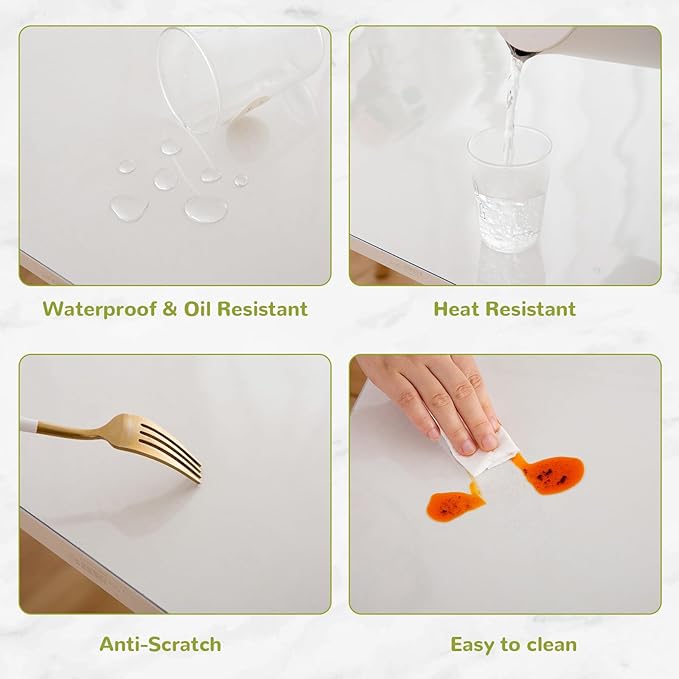 36 x 63 Inch Clear Table Cover Protector, Clear Table Protector for Dining Room Table, 1.5mm Plastic Table Cover, Waterproof Table Pad for Kitchen, Office