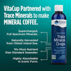 VitaCup Mineral Coffee Pods with Trace Minerals, Hydrate, Replenish & Restore, w/Sea Minerals, Electrolytes, Organic Coffee, Medium Dark Roast, Single Serve Pod Compatible w/Keurig K-Cup Brewers,16 Ct