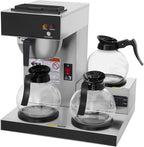 SYBO 12-Cup Commercial Coffee Maker, Pour Over Drip Coffee Maker Brewer with 3 Lower Warmers and 3 Glass Decanters, Stainless Steel Cafetera