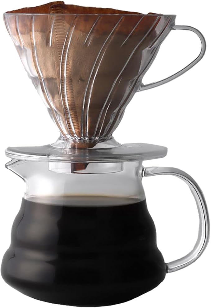 Pour Over Coffee Maker, Single Cup Coffee Dripper, Manual Porcelain Slow Brewing Accessories for Travel, Camping, Office, Home, Cafe, Coffee Gifts (Clear, Large)