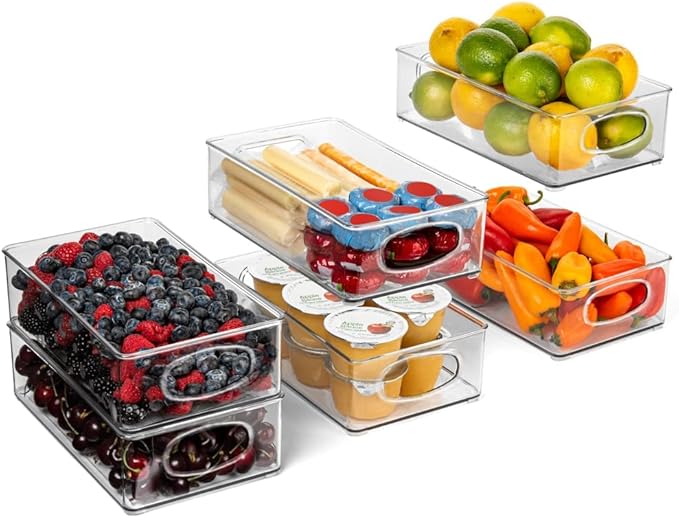 ClearSpace Plastic Pantry Organization and Storage Bins – Perfect for Kitchen/Fridge/ Refrigerator/Cabinet Organizers - 6 Pack