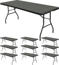 10 Pack Stretch Fabric Table Top Cap Cover, fits 8' Tables, Spandex Table Covers Washable Elastic Rectangle Tablecloth Protector for Indoor Outdoor Party Picnic Wedding, Gray, 30" W x 96" L