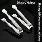 4Pcs 4.3" Stainless Steel Mini Ice Tongs – Ideal for coffee bars, tea parties, dessert events & kitchen use (sugar/ice buckets, appetizers). Available in shiny/textured surface styles for versatile
