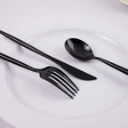 Supernal 180pcs Black Plastic Silverware Heavy Duty Black Party Cutlery Disposable Plastic Forks and Spoons Disposable Utensils Flatware Include 60 Forks,60 Knvies,60 Spoons
