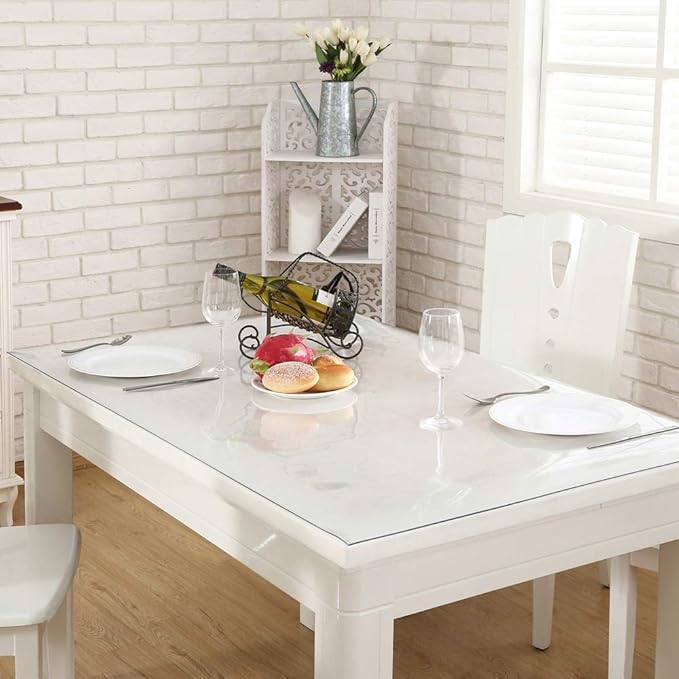 NECAUX Custom 14 x 36 Inch Clear Desk Cover Protector, 1.5mm Thick Plastic Desk Pad, Desk Protector Clear, Desk Mats on top of Desks, Vinyl Clear Table Cover Protector for Computer Desk, Writing Desk