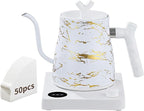 Water Kettle Electric Gooseneck Kettle with 50pcs Coffee Filter,±1℉ Temperature Control, Stainless Steel, Matte Material,Fast Heating, Ideal for Precise Pour-Over Coffee and Tea