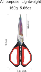 LIVINGO Sharp Kitchen Scissors for Food - Titanium Coated Forged Stainless Steel Heavy Duty Shears All Purpose for Cooking Utility Cutting Poultry Turkey Bone, Meat, Dishwasher Safe, 9 Inches