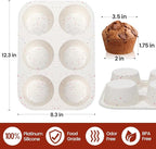 CAKETIME Jumbo Muffin Pan, 3.5 Inch Large Muffin Pan 6 Cup Silicone Jumbo Muffin Tin for Baking Giant Homemade Muffins, Cupcakes, Frittatas BPA Free Non Stick 2 Pack Confetti