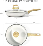 GiPP Ceramic Nonstick Frying Pan with Lid - 10" Healthy Non-Toxic Non Stick Skillet Omelette Pans, Induction Compatible Chef Pan, PFAS & PFOA-Free, Dishwasher Safe, Stay Cool Handles