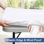 homing Rectangle Table Cloth Cover, Waterproof Polyester Elastic Fitted Tablecloth, Fits for 6 Foot Folding Tables, Washable Table Protector for Picnic, Camping, Outdoor (White, 30" x 72")