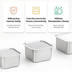 CuBE High 3PCS Set Stainless Steel Food Storage Containers With Lids and 3 Net Kitchen Appliances Dishwasher Safe Premium South Korea