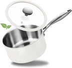 2.5 Quart Tri-ply Stainless Steel Saucepan with Glass Lid, Induction Sauce Pan Compatible with All Cooktops, Non-Toxic Sauce Pot with Stay Cool Handle, Oven & Dishwasher Safe
