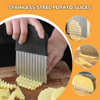 Large Crinkle Cutter, Stainless Steel Wavy Cutter with Non-Slip Handle, French Fry Cutter, Crinkle Potato Slicer, Chopping Tools for Potatoes Carrot Fruit Vegetable (B Set: 2 Pcs)