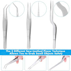 Cridoz 7 Pcs Stainless Steel Kitchen Cooking Plating Tweezers Tongs Drawing Spoons Offset Spatula and Fish Spatula for Food Culinary Plating Decorating