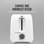 OVENTE Electric 2 Slice Toaster Machine with 6-Shade Browning Selector Setting, Compact Design and Removable Crumb Tray, 700W Power Perfect for Toasting Bread, Thin Bagels and Waffles, White TP2210WGY