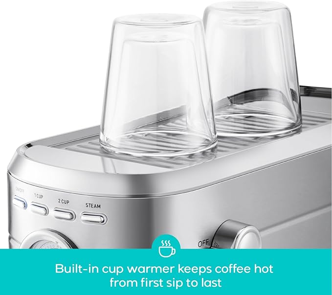CASABREWS CM5418 Espresso Machine 20 Bar, Compact Espresso Maker with Steam Milk Frother, Stainless Steel Coffee Machine with 34oz Removable Water Tank for Cappuccino, Latte, Silver