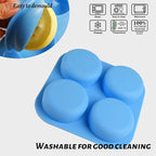 Sakolla 2 Pack 4 Cavity Round Silicone Soap Molds Cylinder Handmade Soap Molds for Soap Making Supplies DIY Bath Bombs Shower Steamer Lotion Bars Cake Baking Candle Tray
