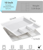 LAUCHUH Chip & Dip Serving Set, 11 inch Porcelain Divided Serving Platter Large Relish Tray Appetizer Tray for Party, Thanksgiving, Christmas, Nuts, Candy, Veggies, Candy and Snacks, White