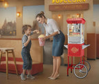 VEVOR Commercial Popcorn Machine, 8 Oz Kettle, 850 W Popcorn Maker on Wheels for 48 Cups per Batch, Theater Style Popper with 3-Switch Control Steel Frame Tempered Glass Doors Cart 1 Scoop 2 Spoons
