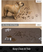 Pet Feeding Mat-Absorbent Dog Mat for Food and Water Bowl-No Stains Quick Dry Water Dispenser Mat-Dog Accessories Pet Supplies-Bowl for Messy Drinkers（Brown,17"x28"