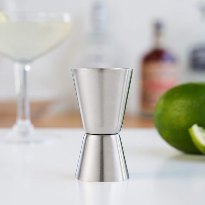 True Big Jig Cocktail Measuring Jigger for Bartending, Durable Stainless Steel Double Jiggers, Bar Tools, Home Bar Accessories 1 oz & 1.5 oz, Set of 1